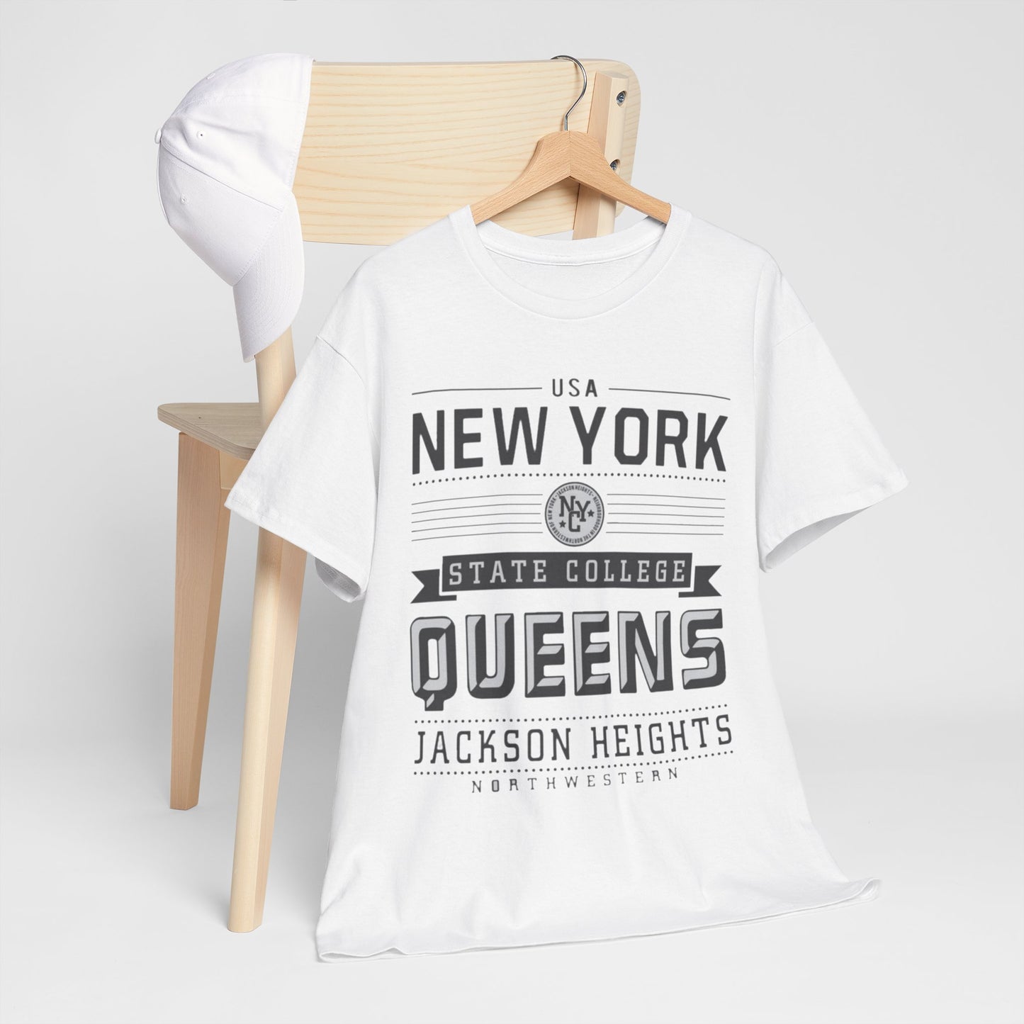 New York Queens Jackson Heights Tee — Vintage State College Graphic T-Shirt