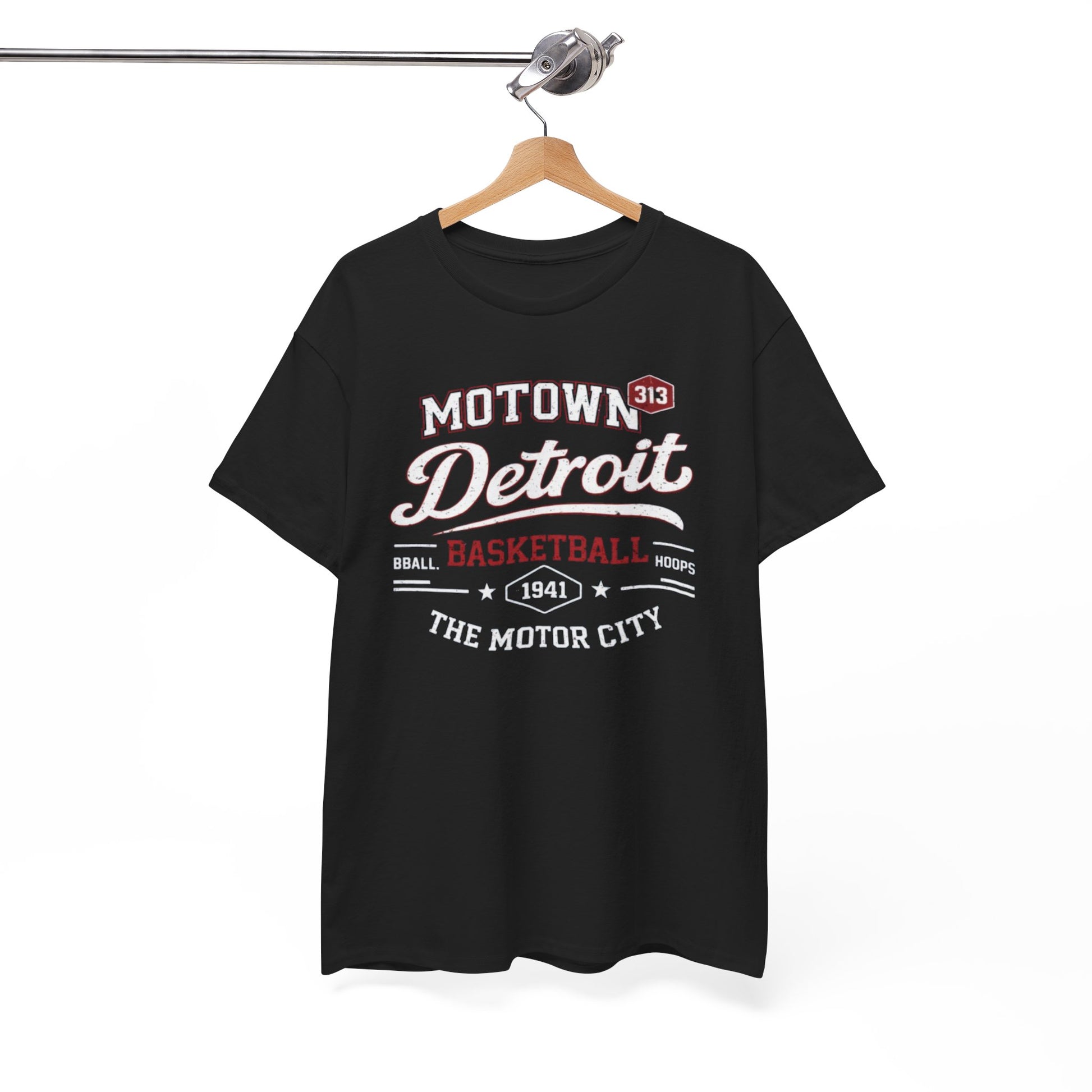 White Smoke Detroit Motown Basketball T-Shirt — The Motor City 1941 Vintage Tee