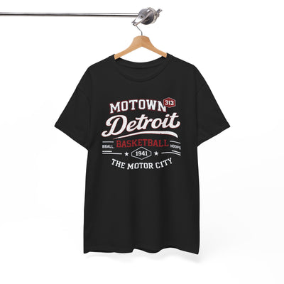 White Smoke Detroit Motown Basketball T-Shirt — The Motor City 1941 Vintage Tee