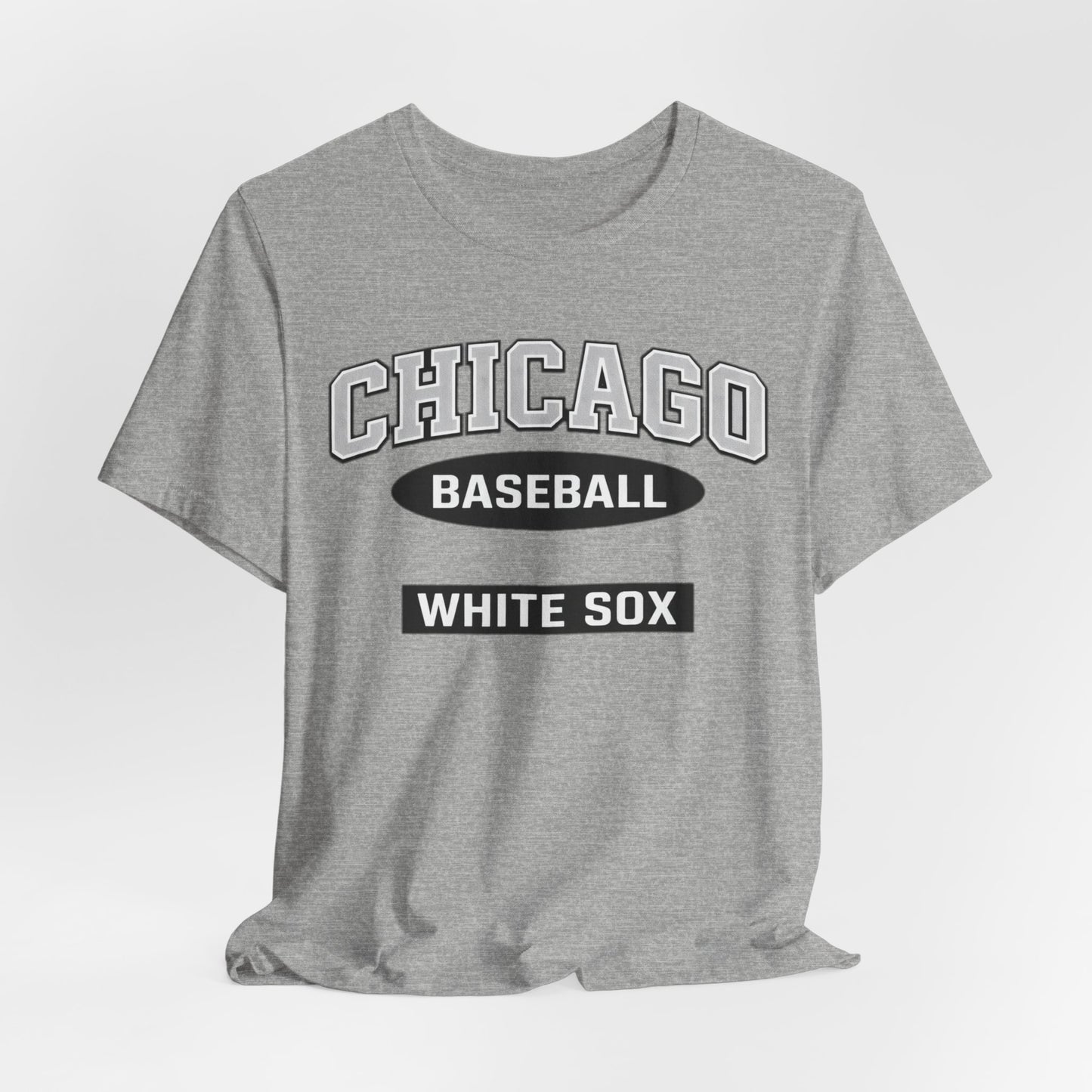 Chicago Baseball  Tee — Vintage Collegiate Black & White Baseball Shirt