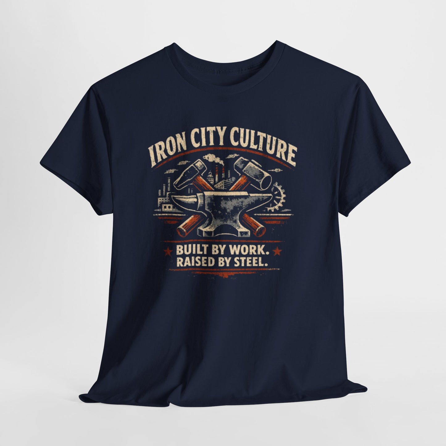Lavender Iron City Culture Built by Work Raised by Steel T-Shirt – Industrial Worker Vintage Graphic Tee