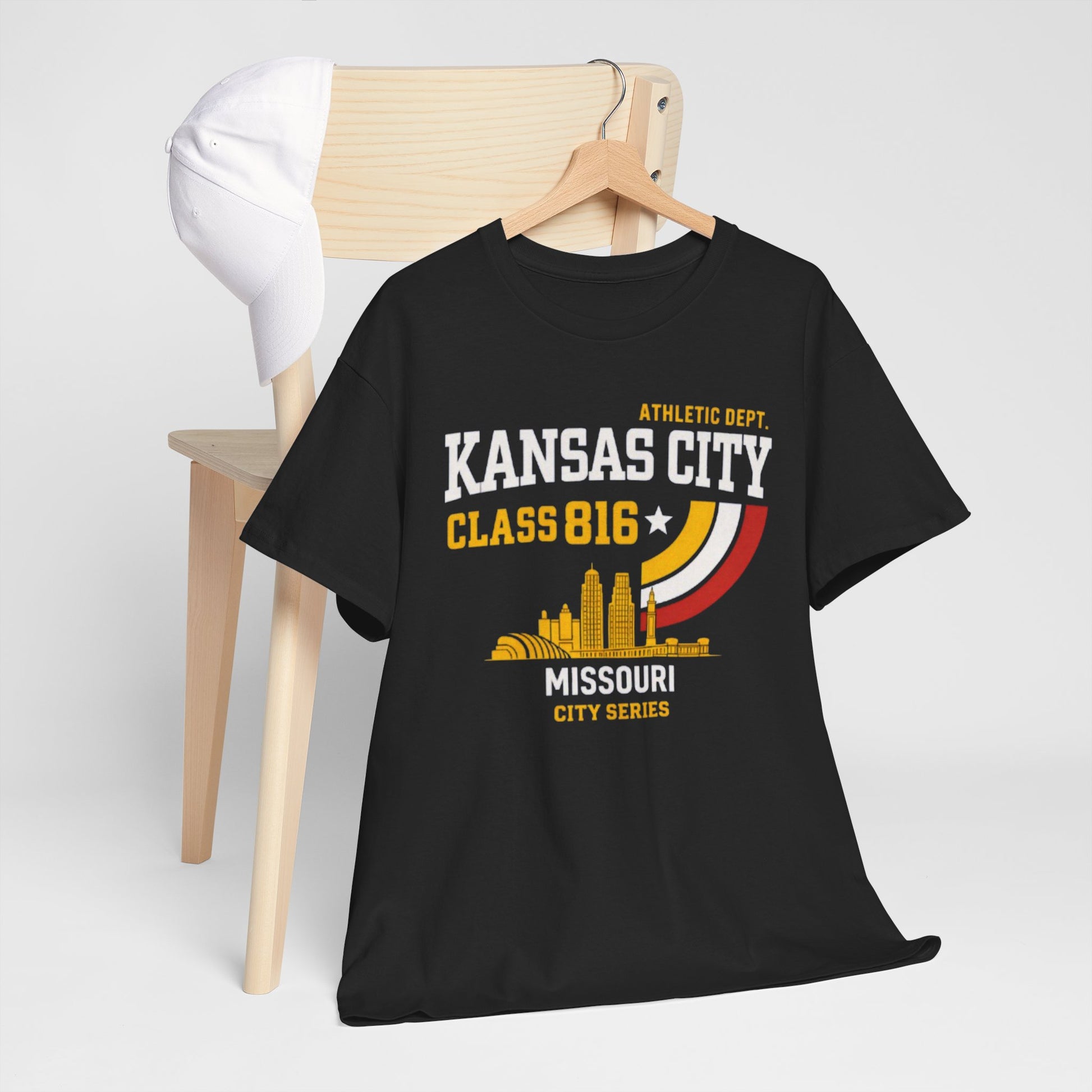 Dark Slate Gray Kansas City Class 816 T-Shirt — Missouri City Skyline Retro Athletic Tee