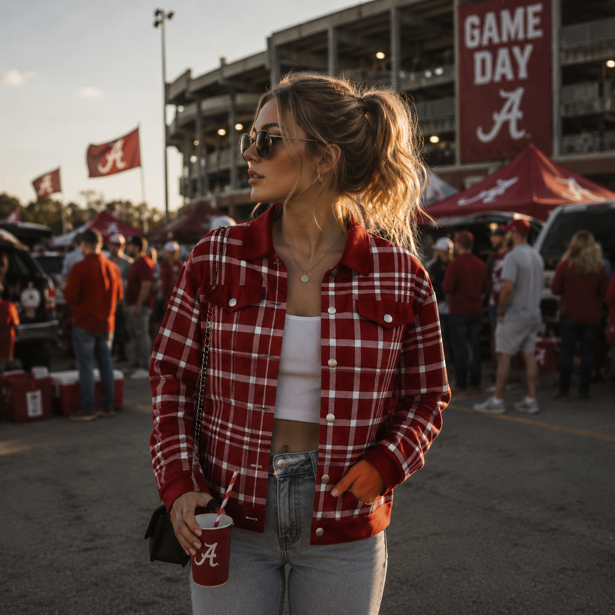 Alabama Crimson Tide Plaid Game Day Jacket – Vintage Football Streetwear