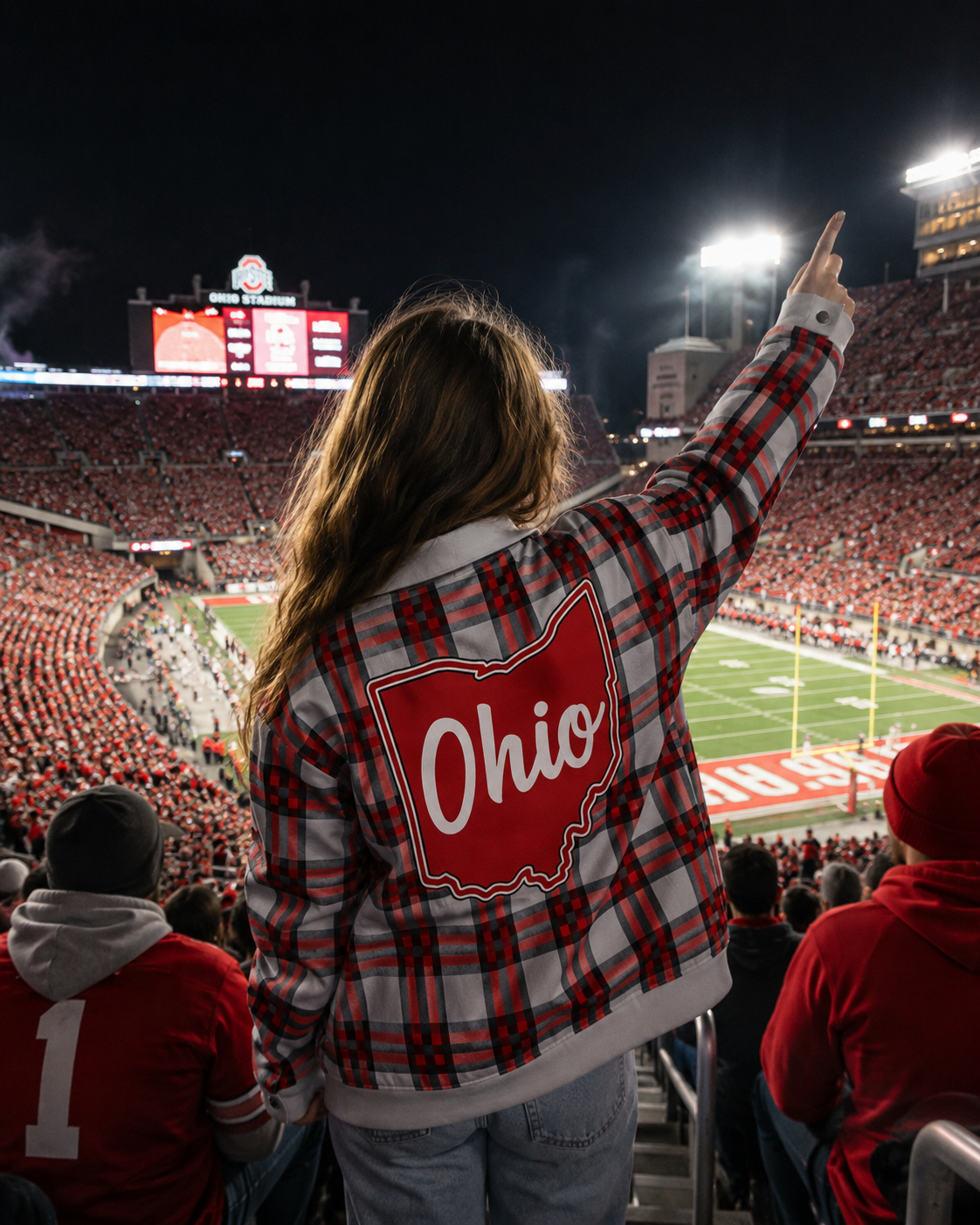 Ohio State - Buckeyes Plaid Game Day Jacket – Red Grey Stadium Style Streetwear for Football Fans streetwear fashion product image 3