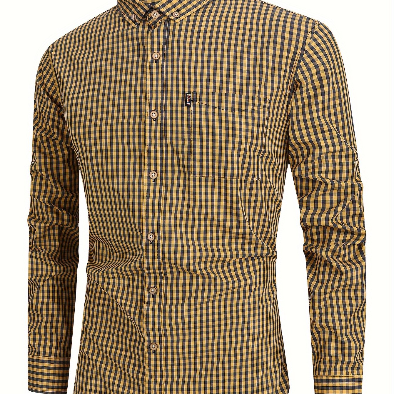 Dim Gray Kingstiger Men's casual slim cotton plaid shirt, Casual Breathable Lapel Button Up Long Sleeve Shirt Top for City Walk Street Hanging Outdoor Activities