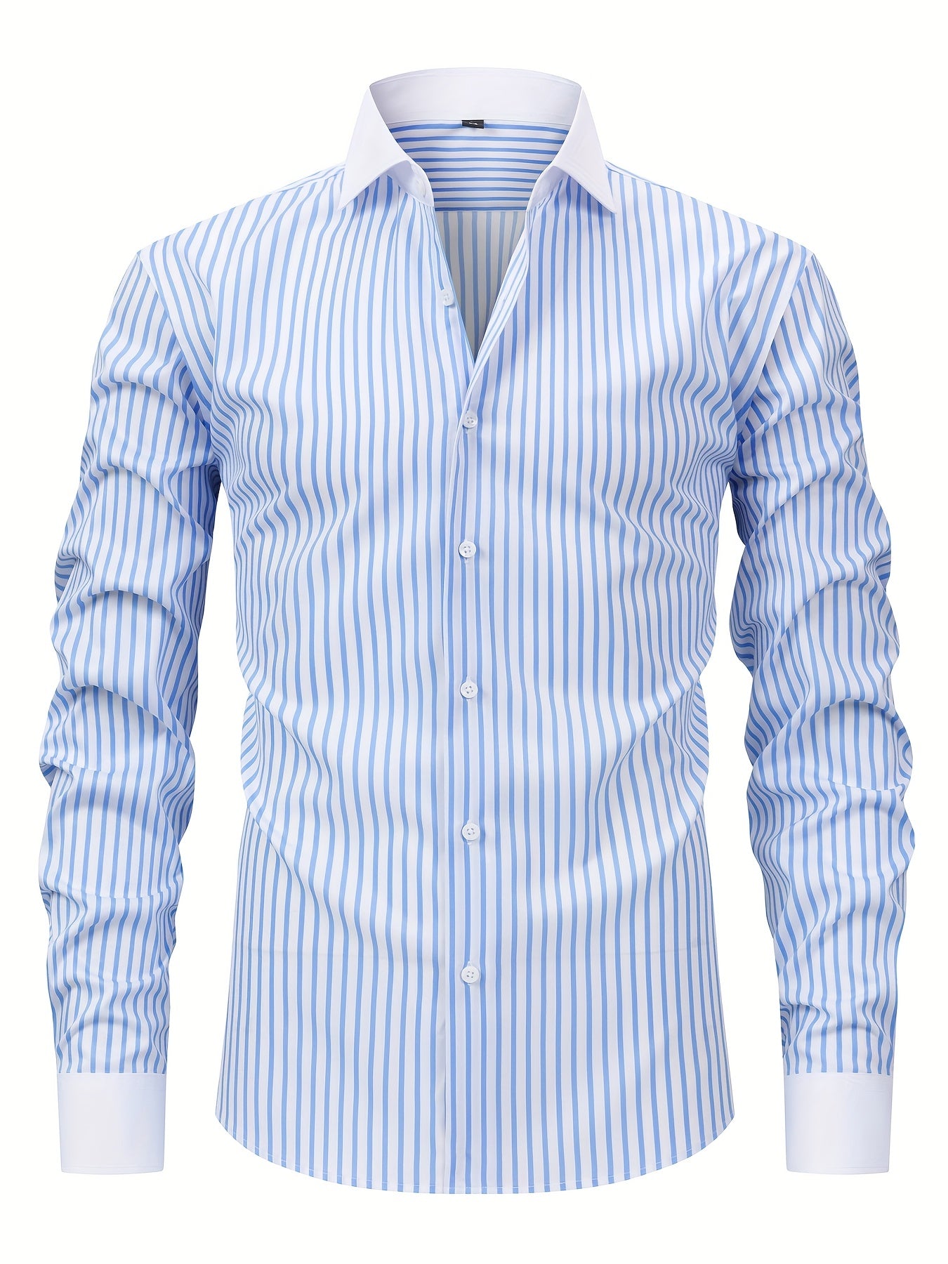 Men'S Osha Collar Color-Blocked Long-Sleeve Shirt, New 2025 Digital Print Striped Business Casual Fashion, Finely Tailored Regular Fit, Breathable And Comfortable Fabric, Trendy And Unique, Perfect As a Holiday Gift for Men'S