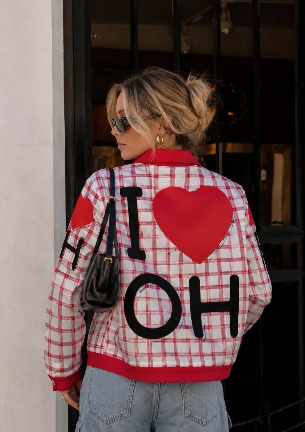 I Love Ohio Plaid Jacket – Trendy Red White Streetwear Game Day Fashion for Women streetwear fashion product image 4