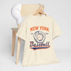 Antique White New York Baseball Vintage Tee — Retro Glove & Ball Graphic T-Shirt