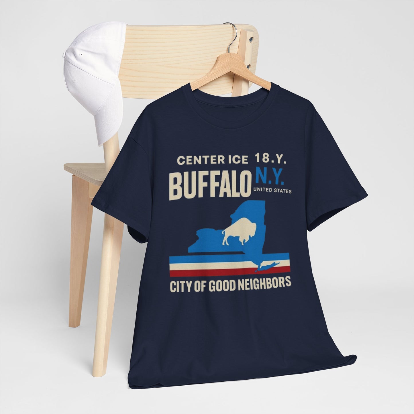 Buffalo NY City of Good Neighbors T-Shirt — Retro New York State Silhouette Tee
