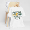 Lavender Packers Football T-Shirt — Retro Helmet & Stripes Fan Tee