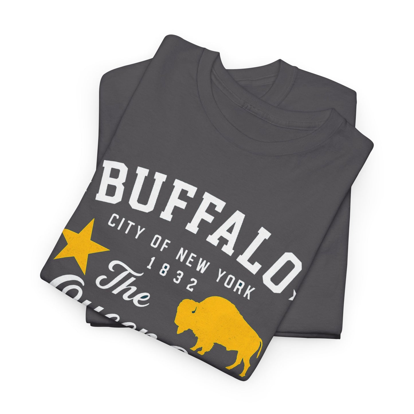 Buffalo City T‑Shirt – Gold Star & Bison Graphic Tee