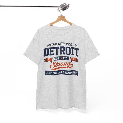 Detroit Strong T-Shirt — Motor City "Blue Collar Champions" Tee – casual fan outfit, lightweight game day shirt, image 1.0