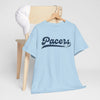 Light Blue Indiana Pacers  Script T‑Shirt — Retro Basketball Tee with Ball Accent