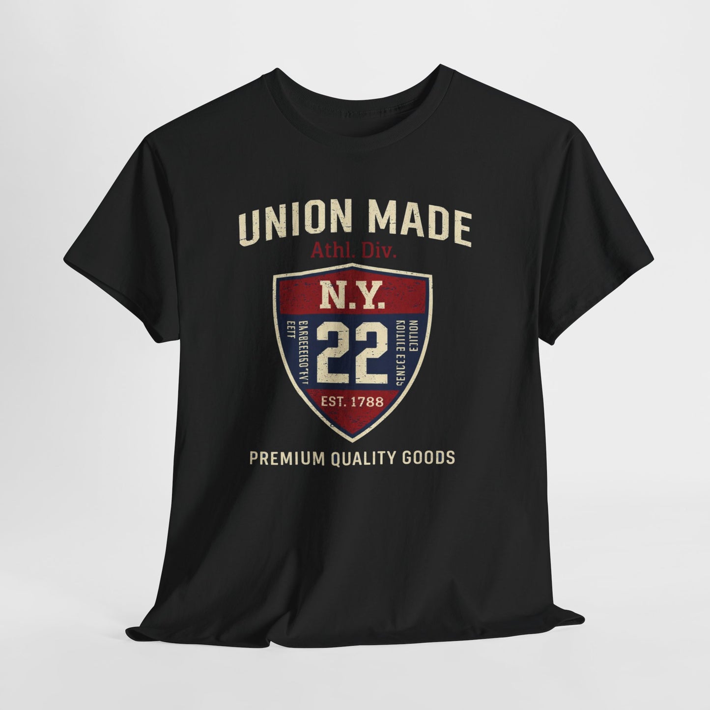 New York Union Made N.Y. 22 Shield T-Shirt — Vintage Athletic Graphic Tee