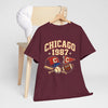 Lavender Chicago 1987 Vintage Sports T-Shirt – Retro Baseball and Football Graphic Tee