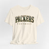 Antique White Packers Football T‑Shirt — Vintage Camo Lettering Tee