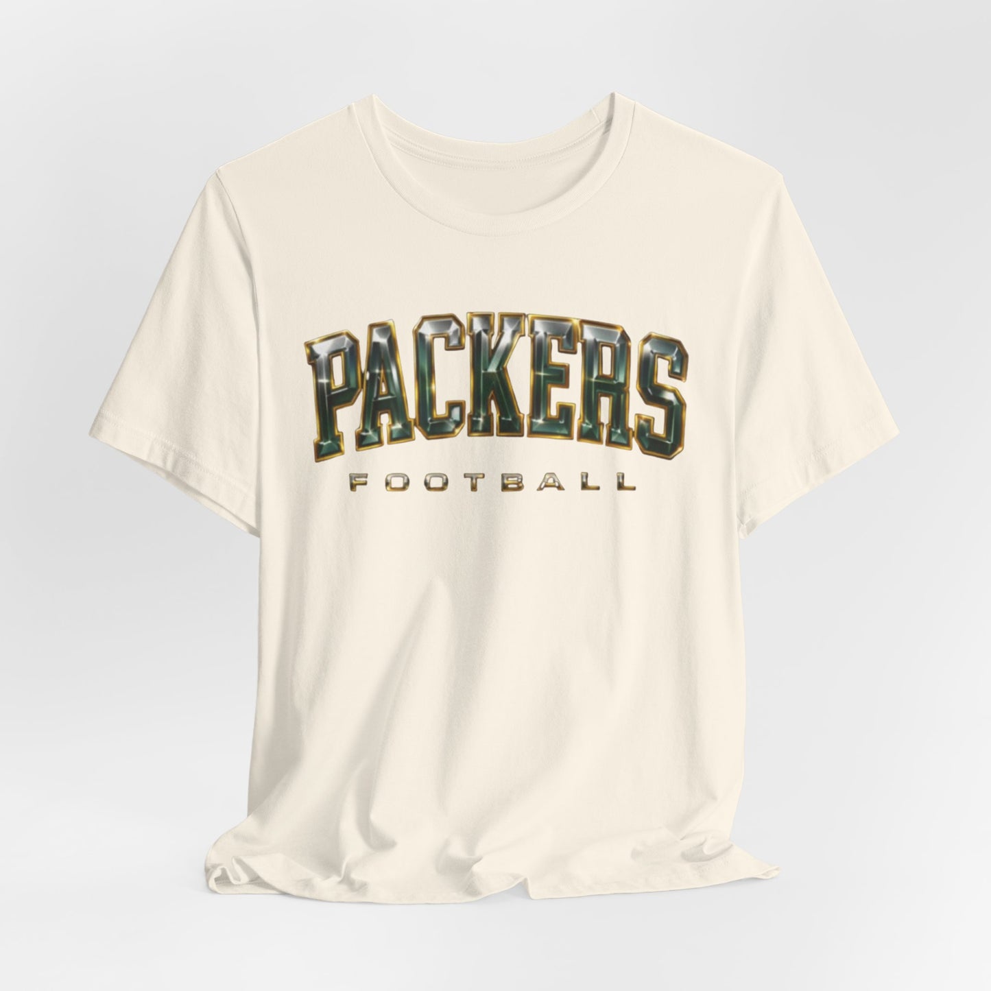 Antique White Packers Football T‑Shirt — Vintage Camo Lettering Tee
