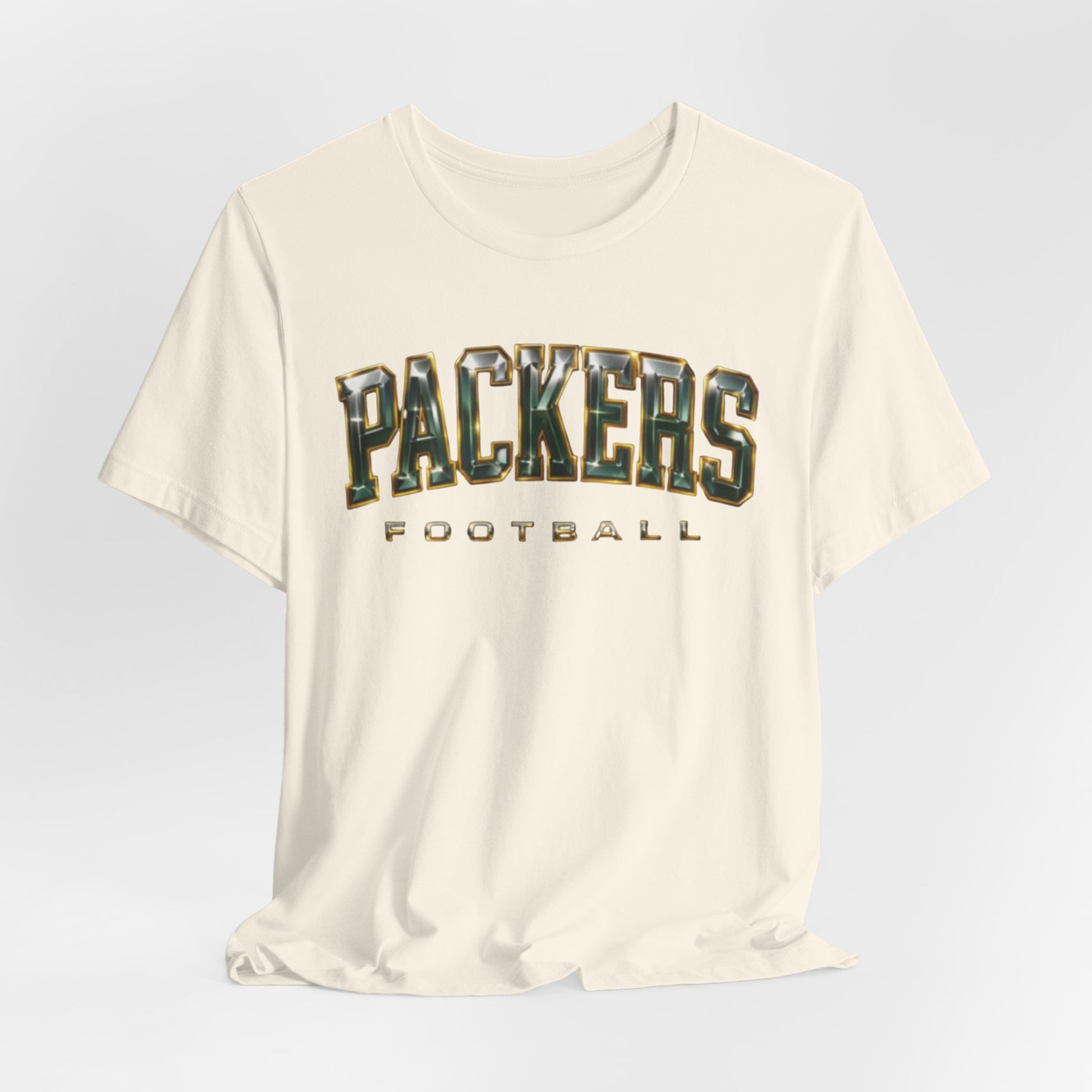Antique White Packers Football T‑Shirt — Vintage Camo Lettering Tee