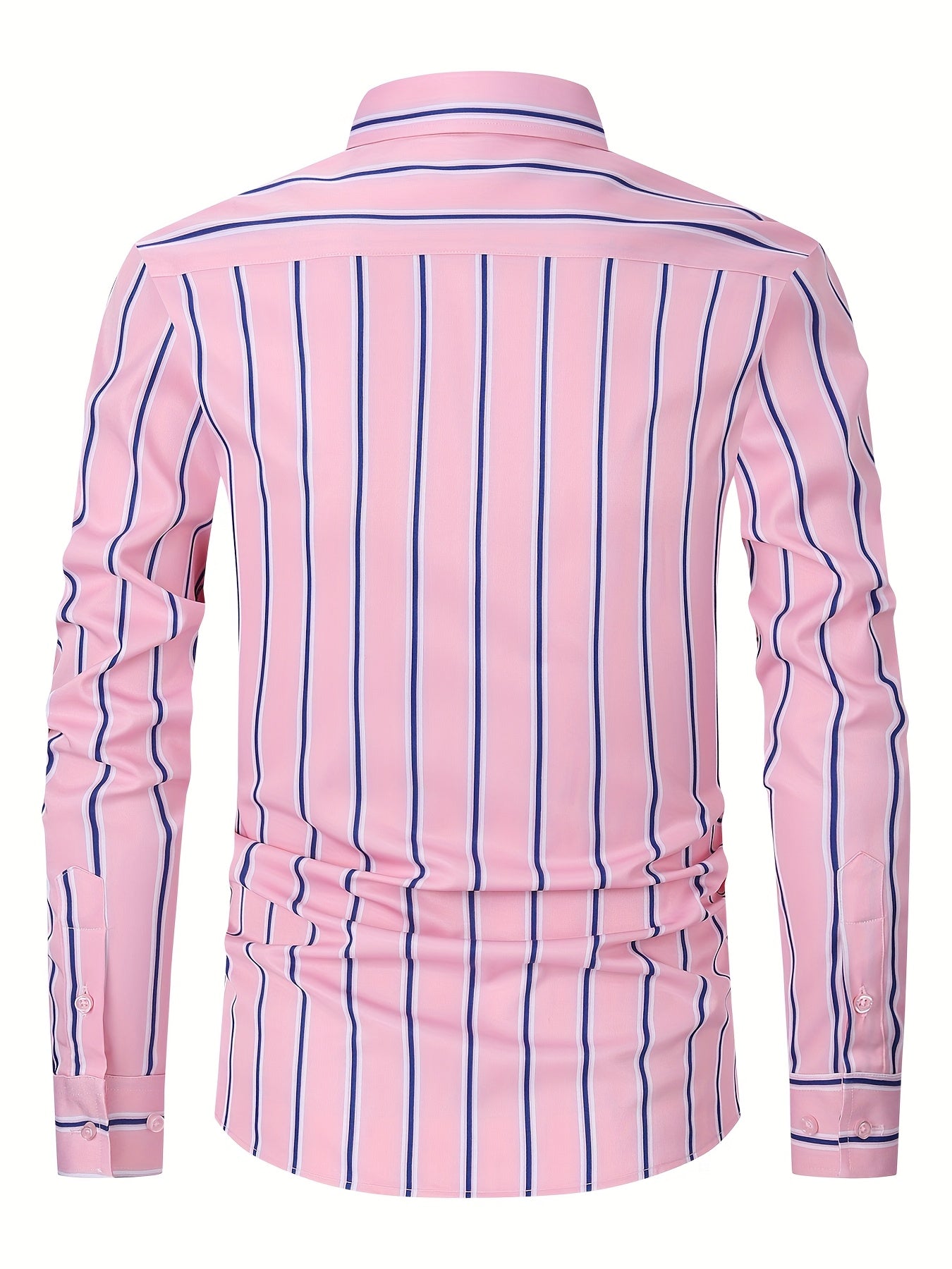 A Men'S Casual Light Business Striped Long-Sleeve Shirt - Tailored Fit with Wrinkle-Resistant Fabric, Suitable for All Seasons - Perfect for Business Commuting, Casual Gatherings, And Dates - Can Be Given As a Gift
