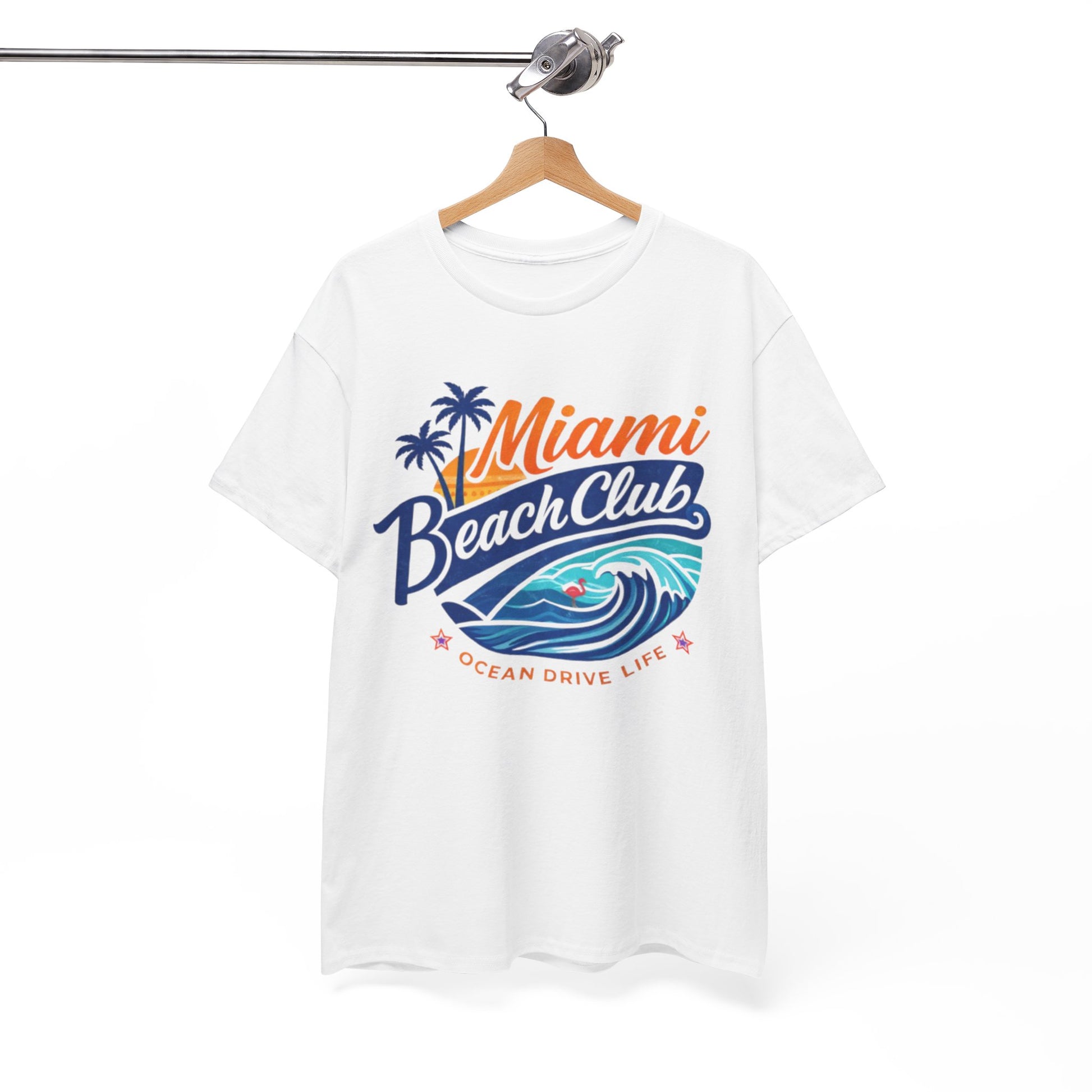 White Smoke Miami Beach Club T-Shirt – Ocean Drive Life Retro Summer Graphic Tee