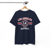 White Smoke Los Angeles Baseball Tee — LA Varsity Sports Graphic T‑Shirt