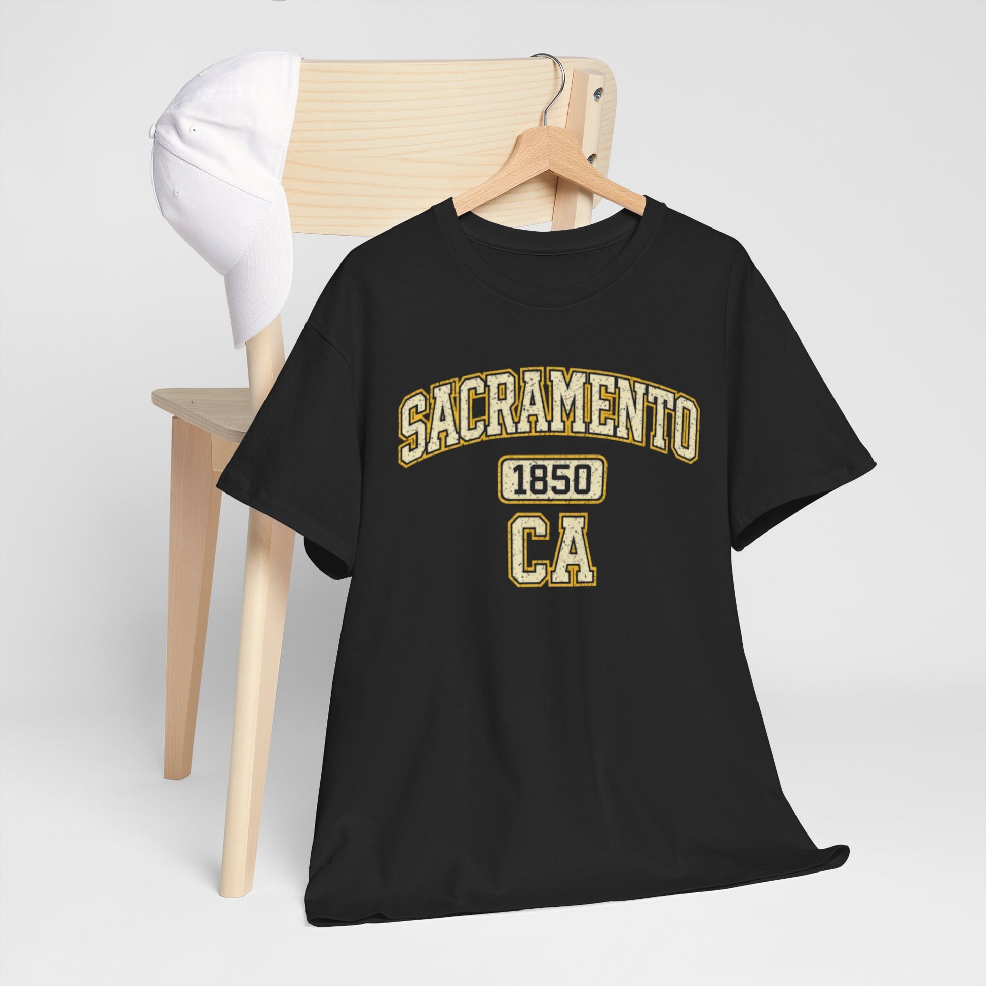 Dark Slate Gray Sacramento 1850 CA T-Shirt — Vintage Collegiate City Tee