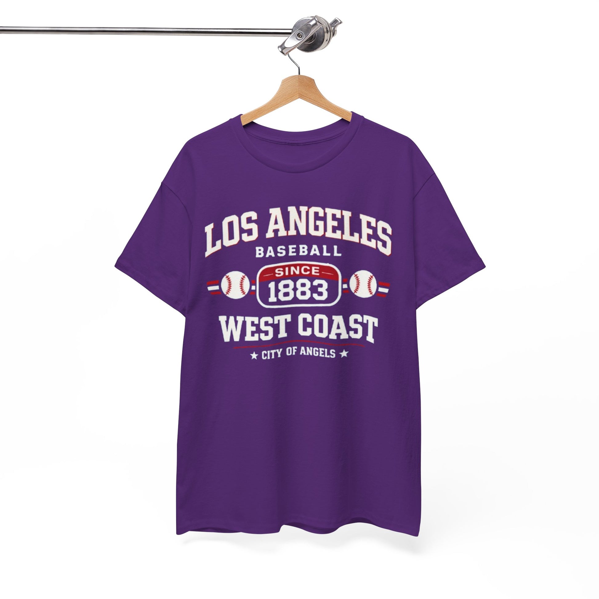 White Smoke Los Angeles Baseball Tee — West Coast "Since 1883" Vintage Sport T‑Shirt