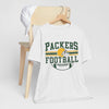 Lavender Packers Football T-Shirt — Retro Helmet & Stripes Fan Tee