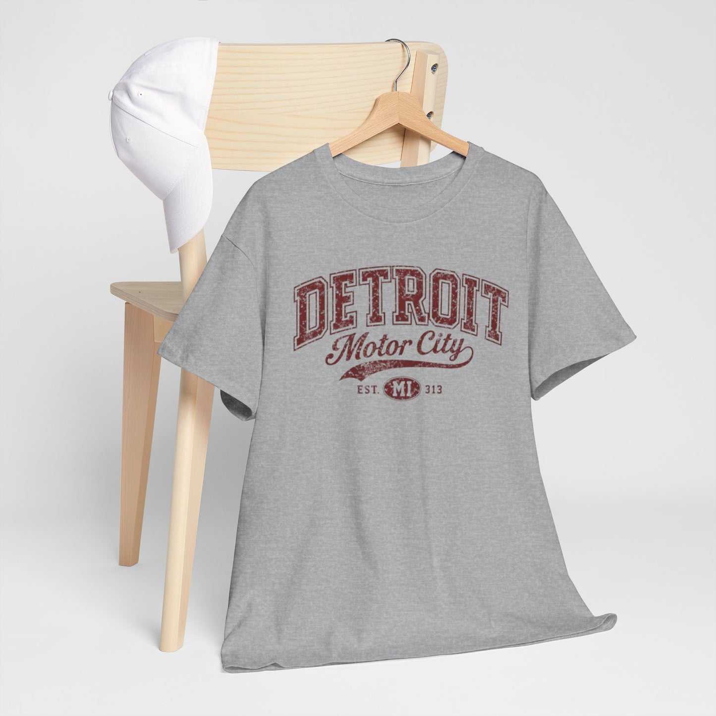 Dark Gray Detroit Motor City T‑Shirt — Vintage Automotive Graphic Tee