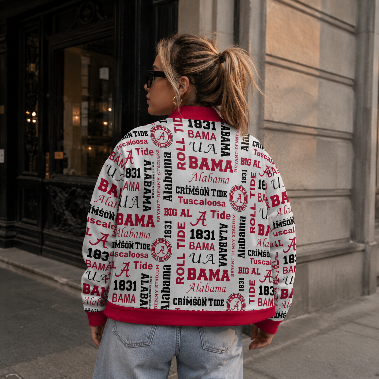 Alabama Crimson and White Game Day Jacket – Trendy College Football Streetwear