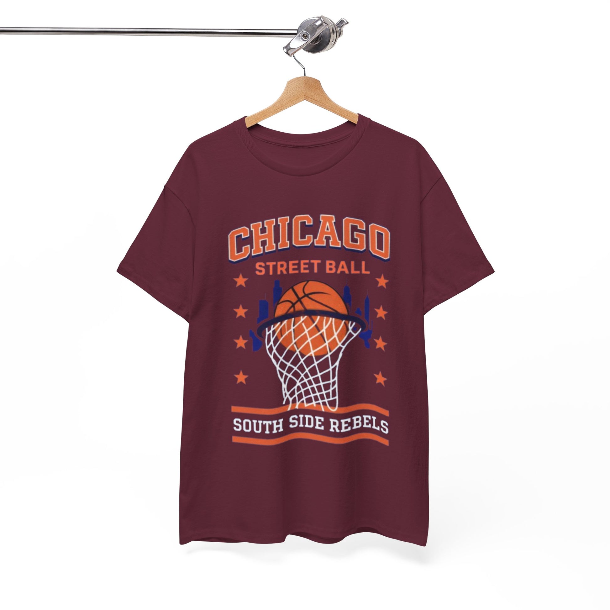 White Smoke Chicago Street Ball South Side Rebels T-Shirt – Urban Basketball Streetwear Tee