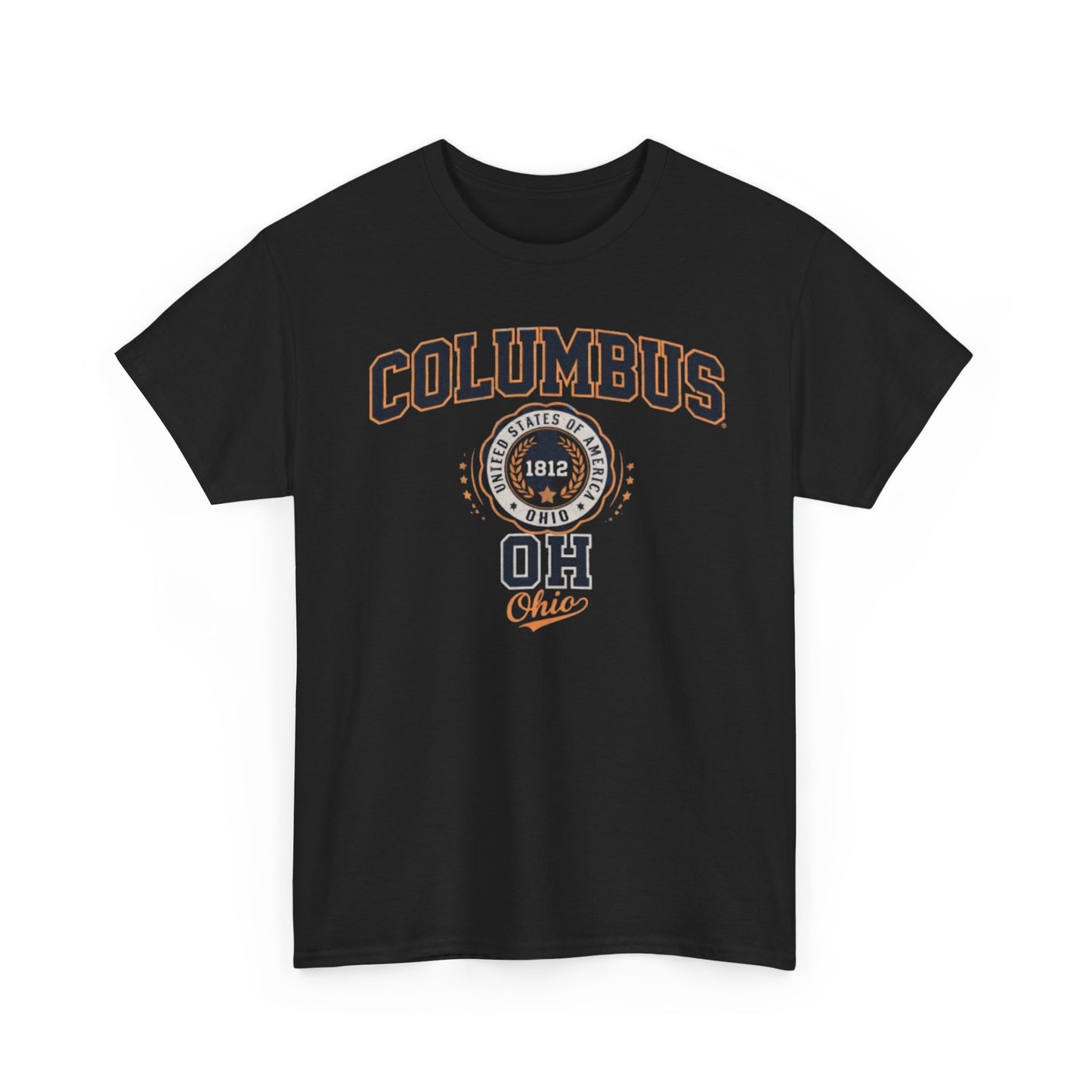 Dark Slate Gray Columbus Ohio Seal T-Shirt — Retro City Skyline Tee