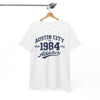 White Smoke Austin City 1984 Athletics Tee — Vintage Collegiate Graphic T-Shirt