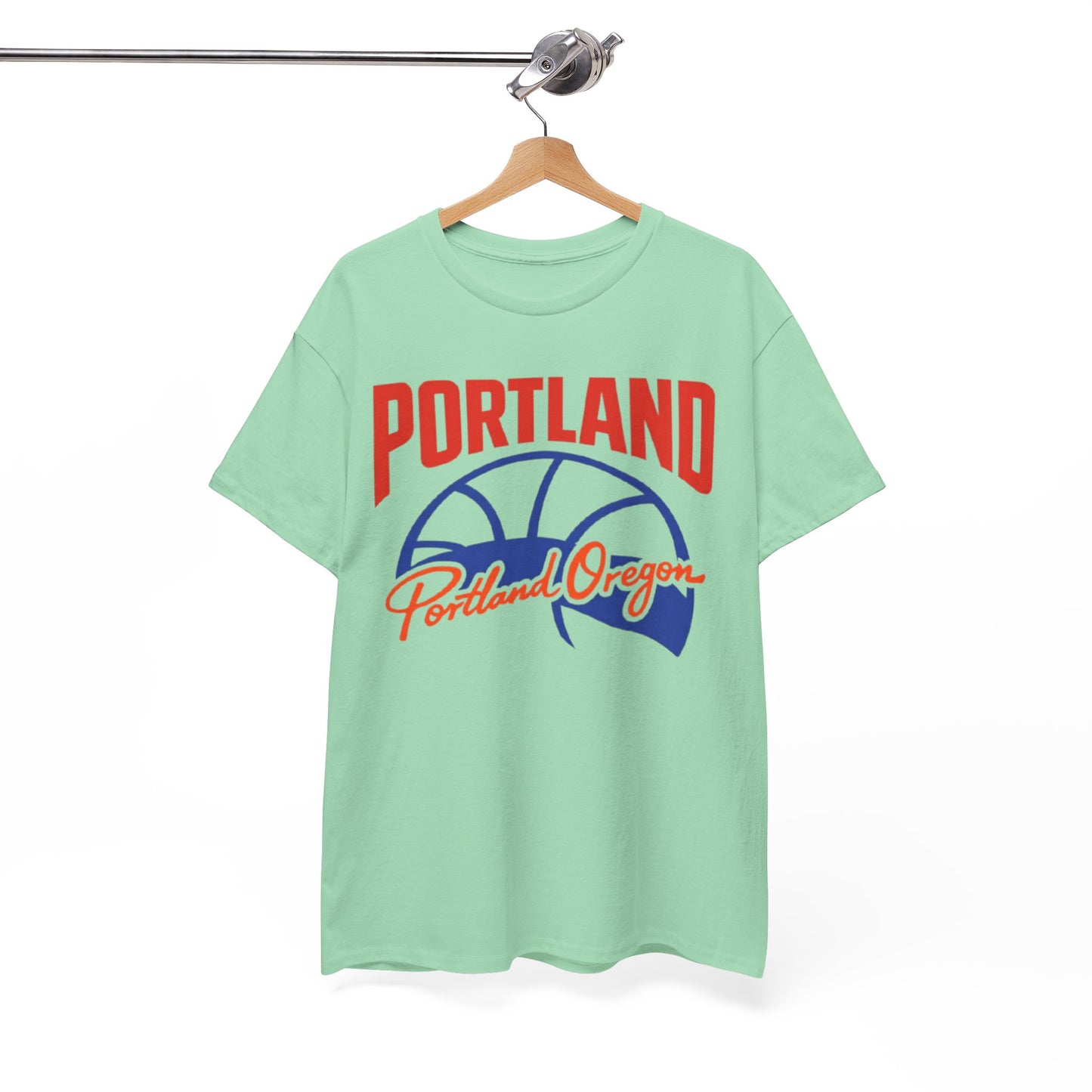 White Smoke Portland Basketball T-Shirt — "Portland Oregon" Retro Hoop Tee