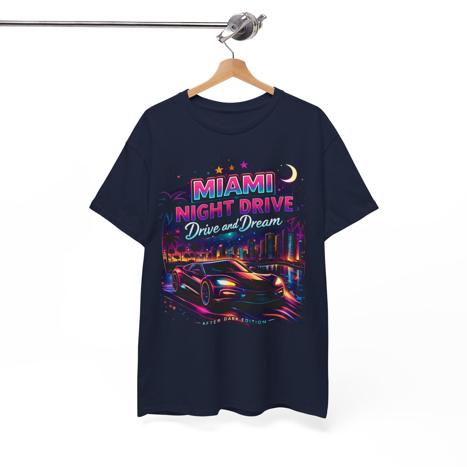 White Smoke Miami Nights Drive and Dream Graphic T-Shirt – Neon City Oversized Streetwear Tee