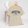 Gray Austin Script College Tee – Austin, Texas Graphic T-Shirt