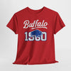 Red t-shirt with 'Buffalo 1960' text and a blue buffalo graphic on a white background