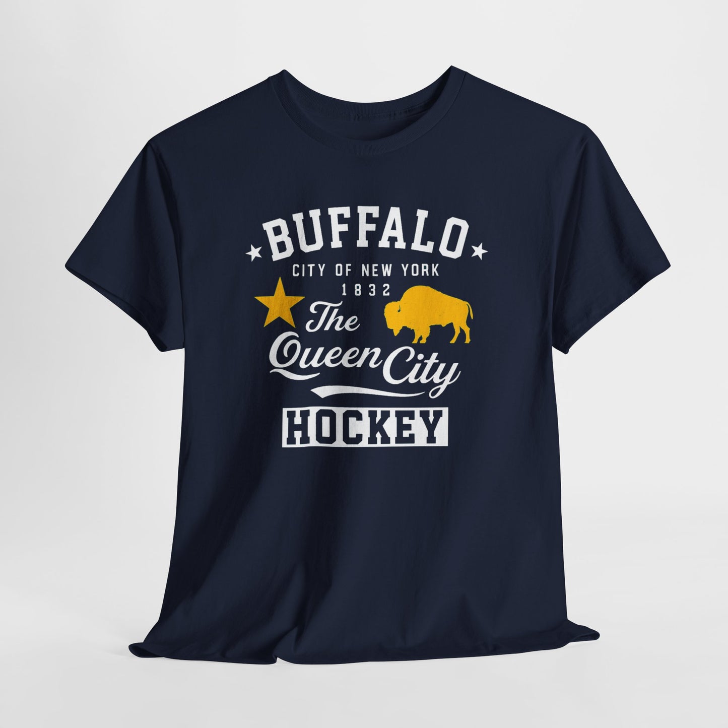 Buffalo City T‑Shirt – Gold Star & Bison Graphic Tee