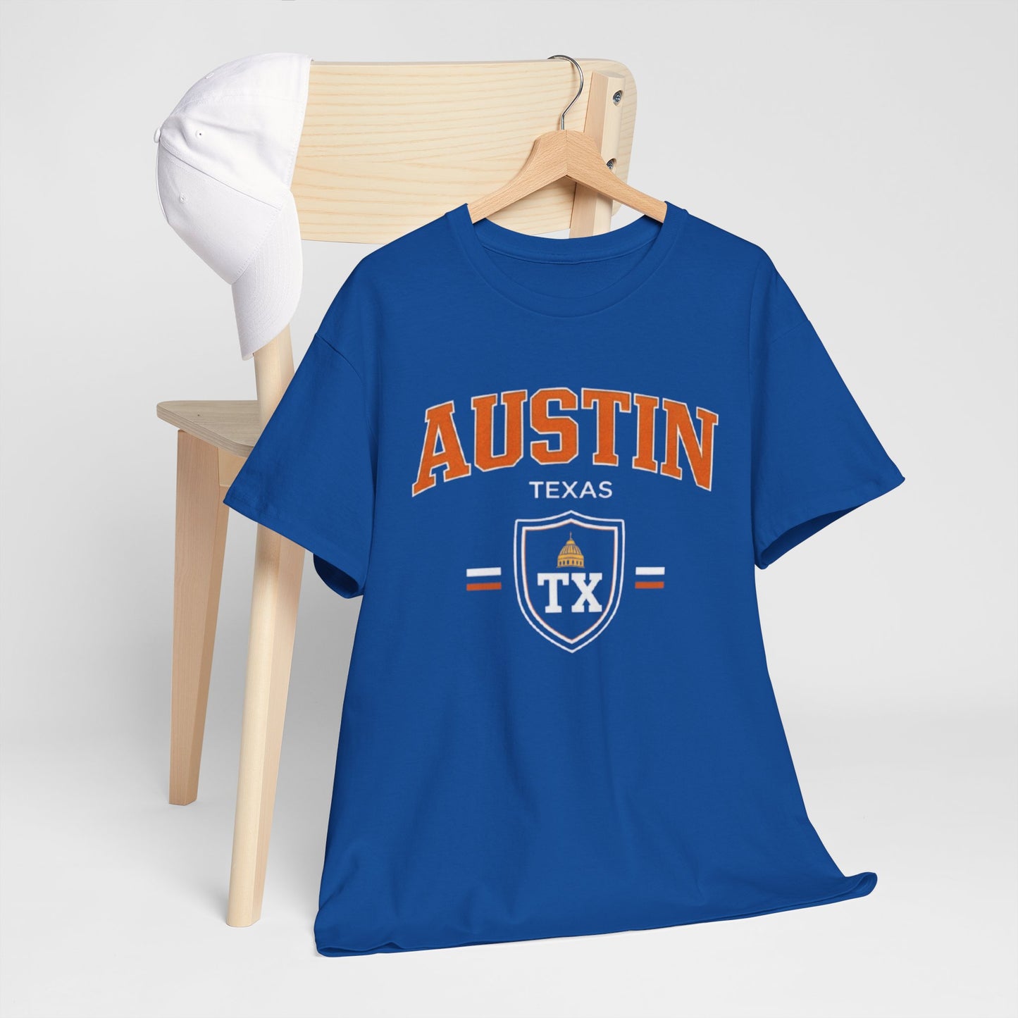 Austin Texas TX Shield Graphic Tee — Vintage College-Style City T-Shirt