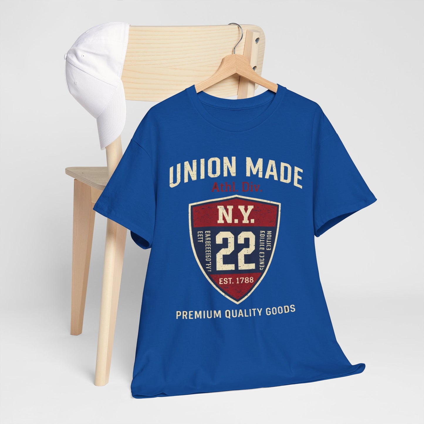 New York  NY Union Made Shield Tee — Vintage 'N.Y. 22' Graphic Cotton T-Shirt