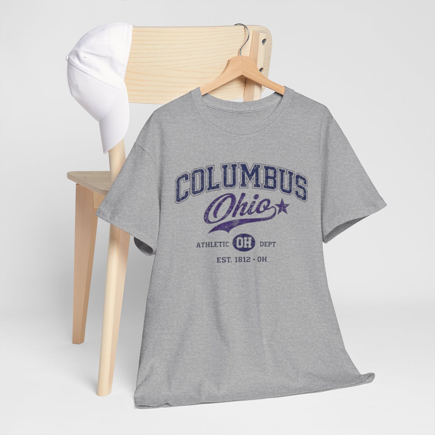 Dark Gray Columbus Ohio Athletic Tee – Vintage Collegiate Graphic T-Shirt