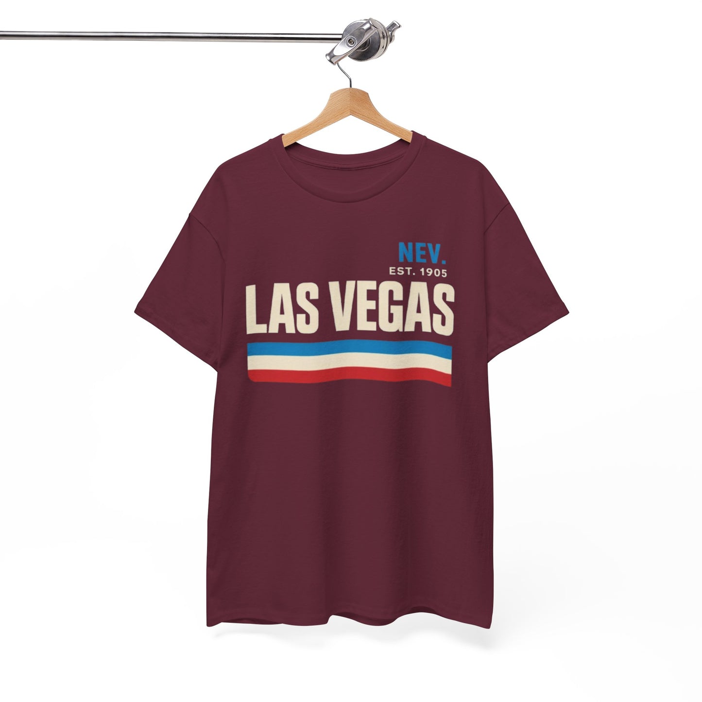 White Smoke Las Vegas Vintage Stripe Tee — Nev. EST. 1905 Retro City T‑Shirt