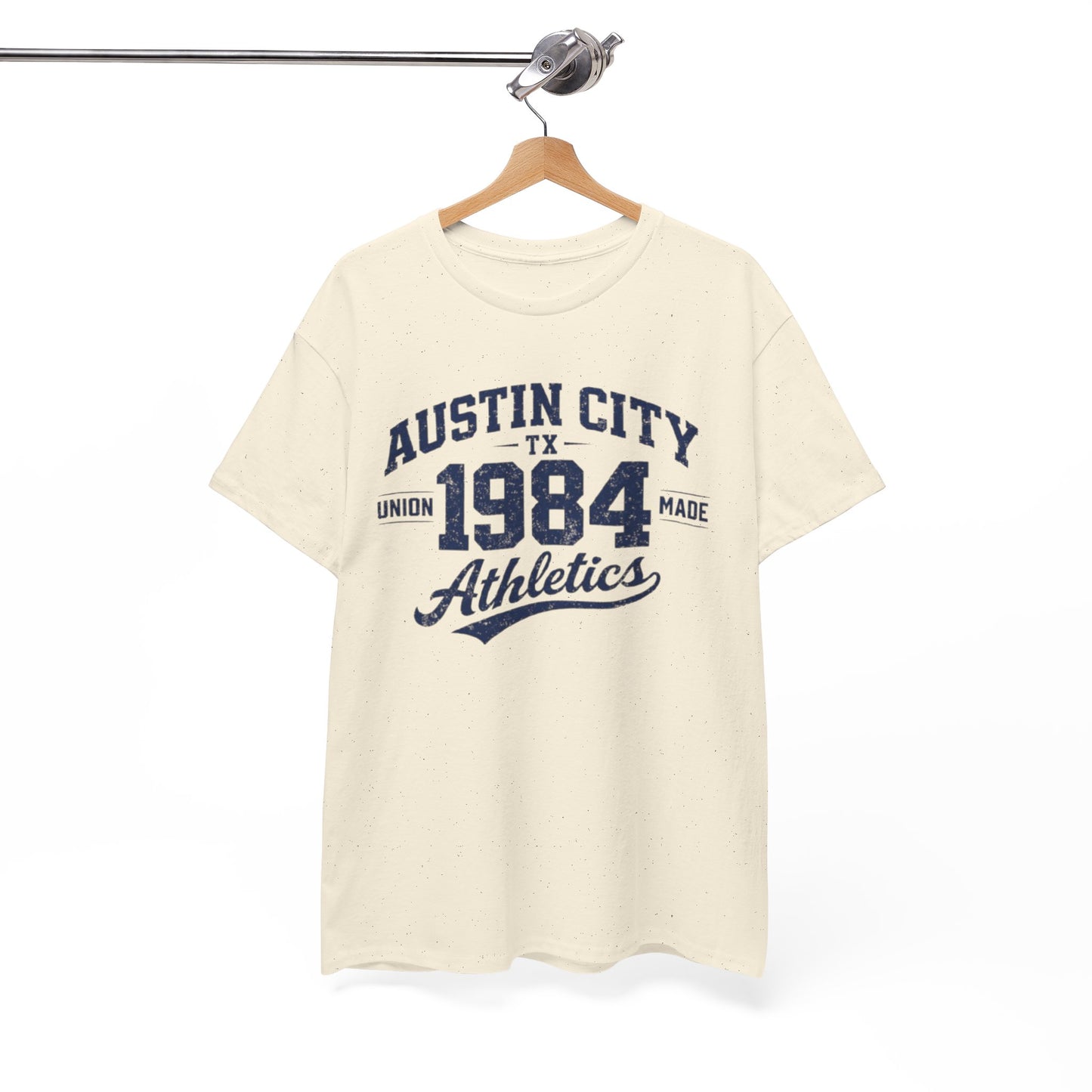 White Smoke Austin City 1984 Athletics Tee — Vintage Collegiate Graphic T-Shirt