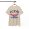 White Smoke Miami Ocean Drive Est. 305 Graphic T-Shirt – Retro Sunset Beach Streetwear Tee
