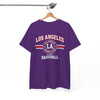 White Smoke Los Angeles Baseball Tee — LA Varsity Sports Graphic T‑Shirt