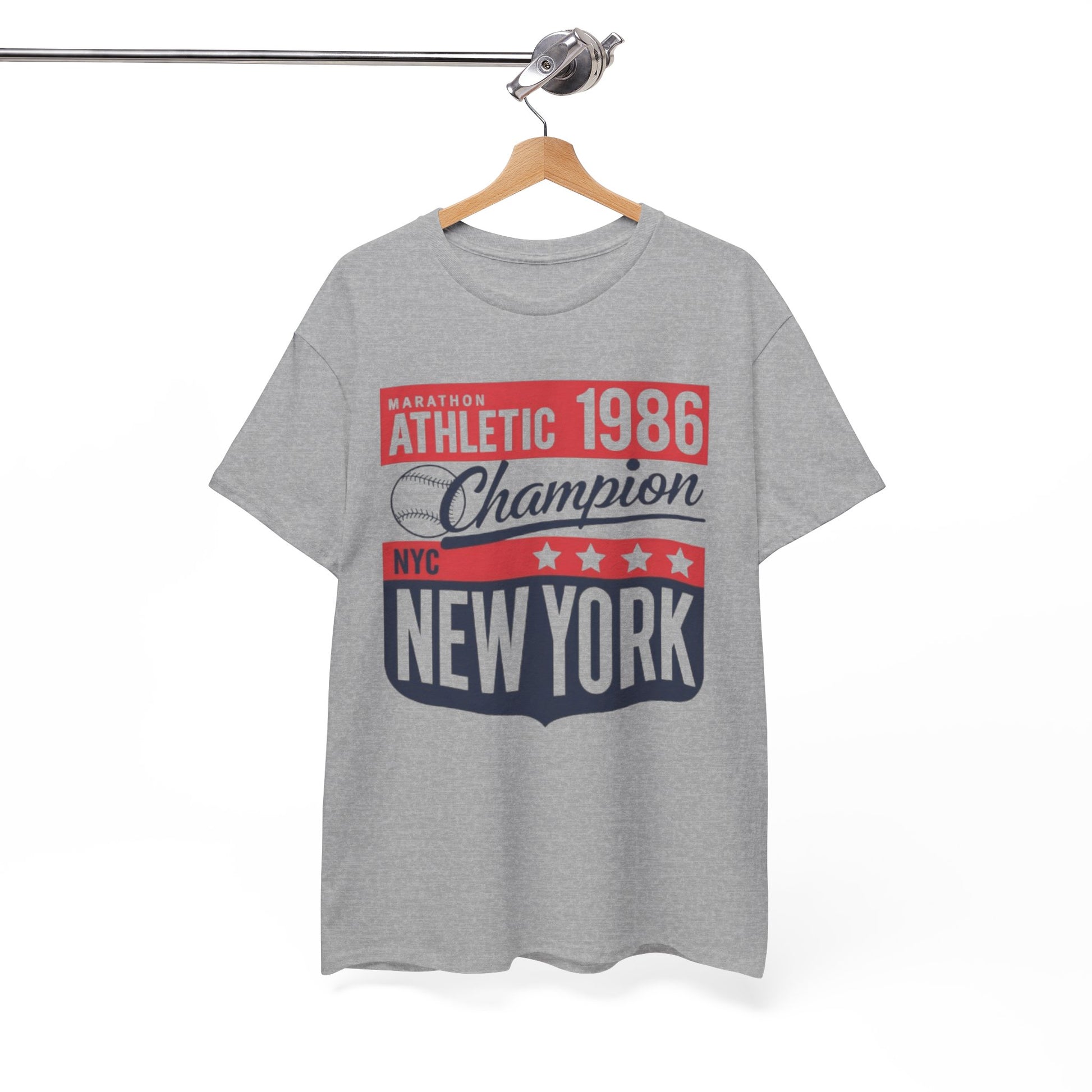 White Smoke New York 1986 Athletic Champion Tee — Vintage Marathon NYC Shirt