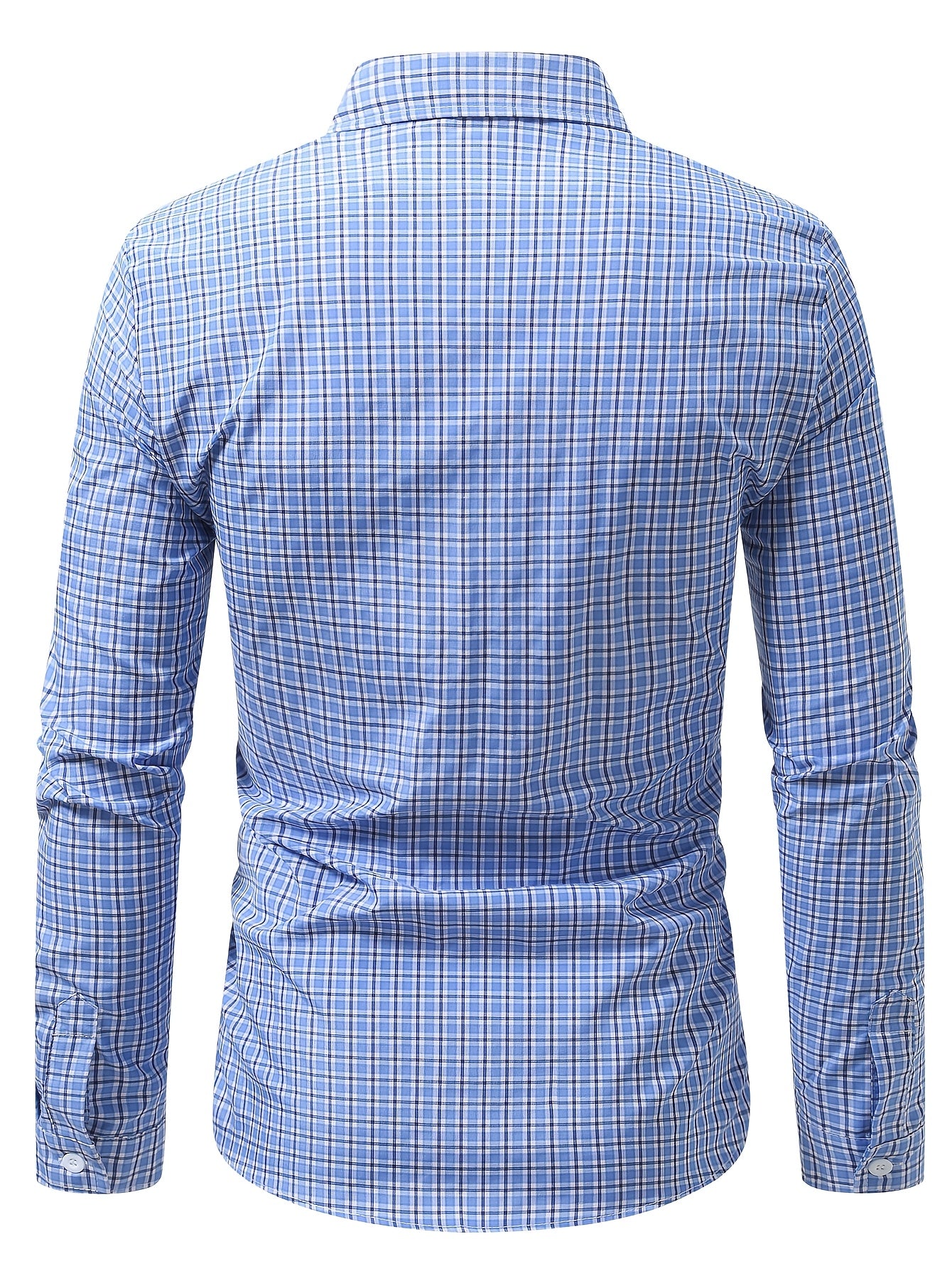Plaid Casual Turn- Collar Shirt