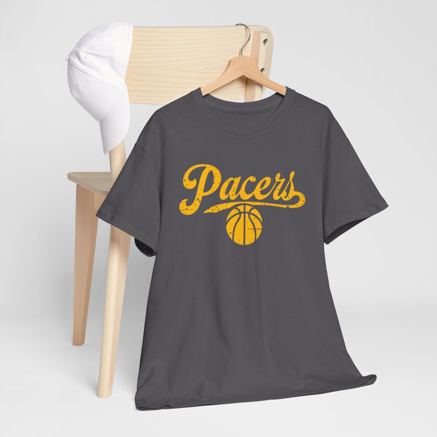 Dim Gray Pacers Basketball T‑Shirt — Vintage Script  Tee