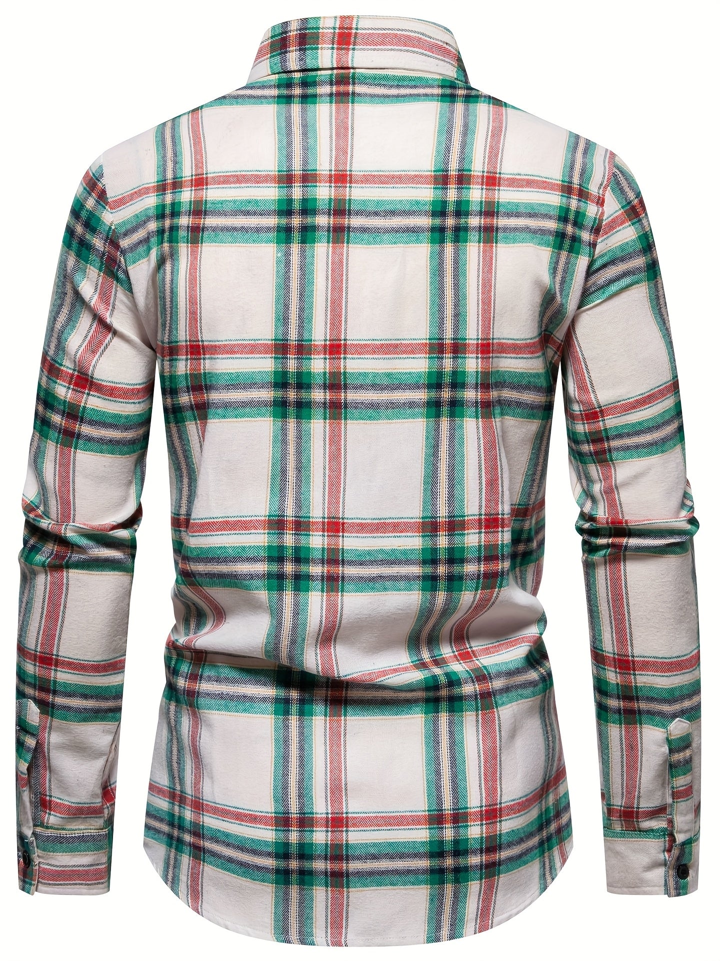 White Smoke Men's Business Casual Long Sleeve Shirt, Plaid Shirt for Men