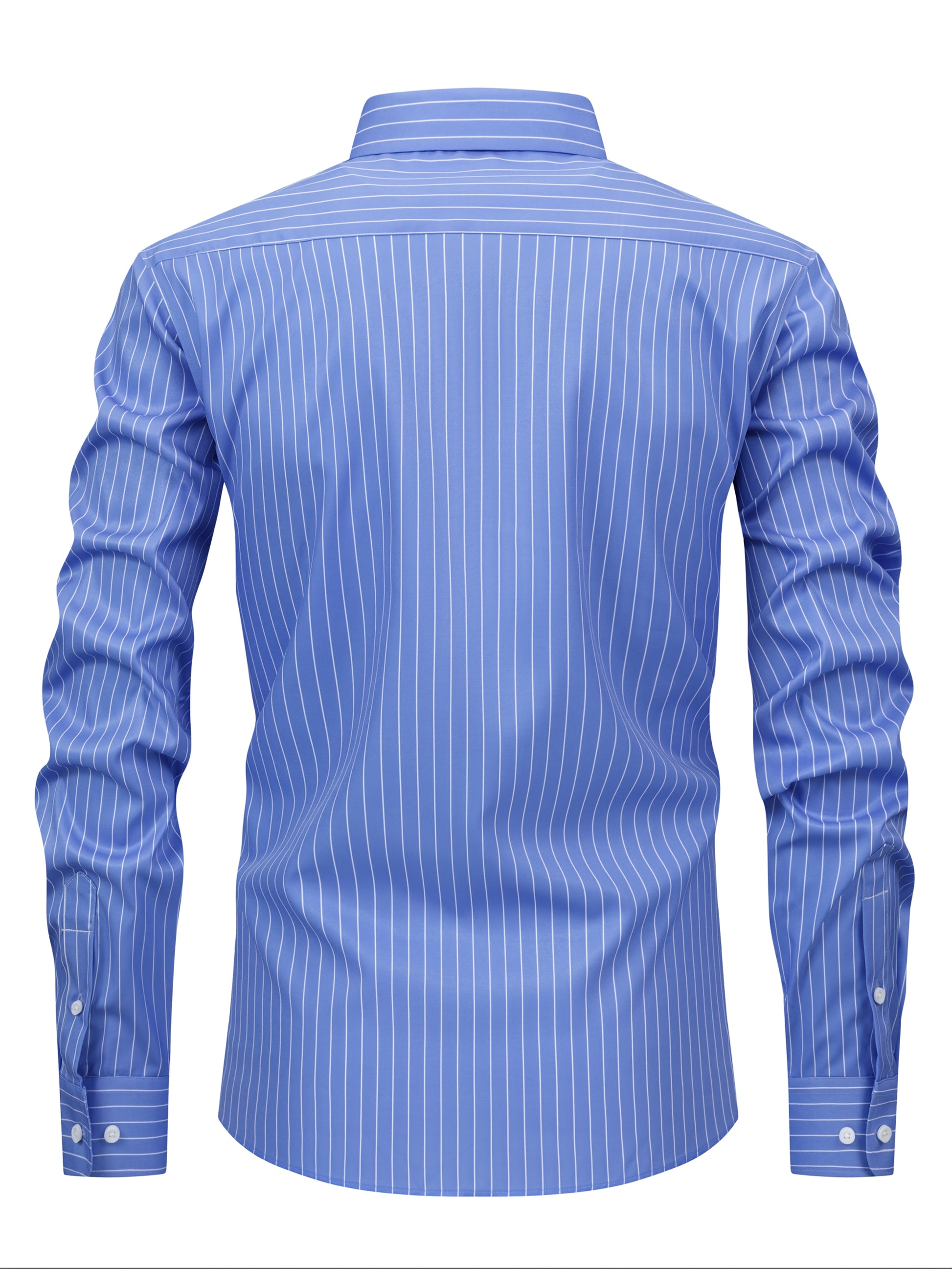 White Smoke Men's Fashion Casual Digital Stripe Long-Sleeve Shirt, Stretch Wrinkle-Resistant Premium Versatile Lightweight Date Shirt